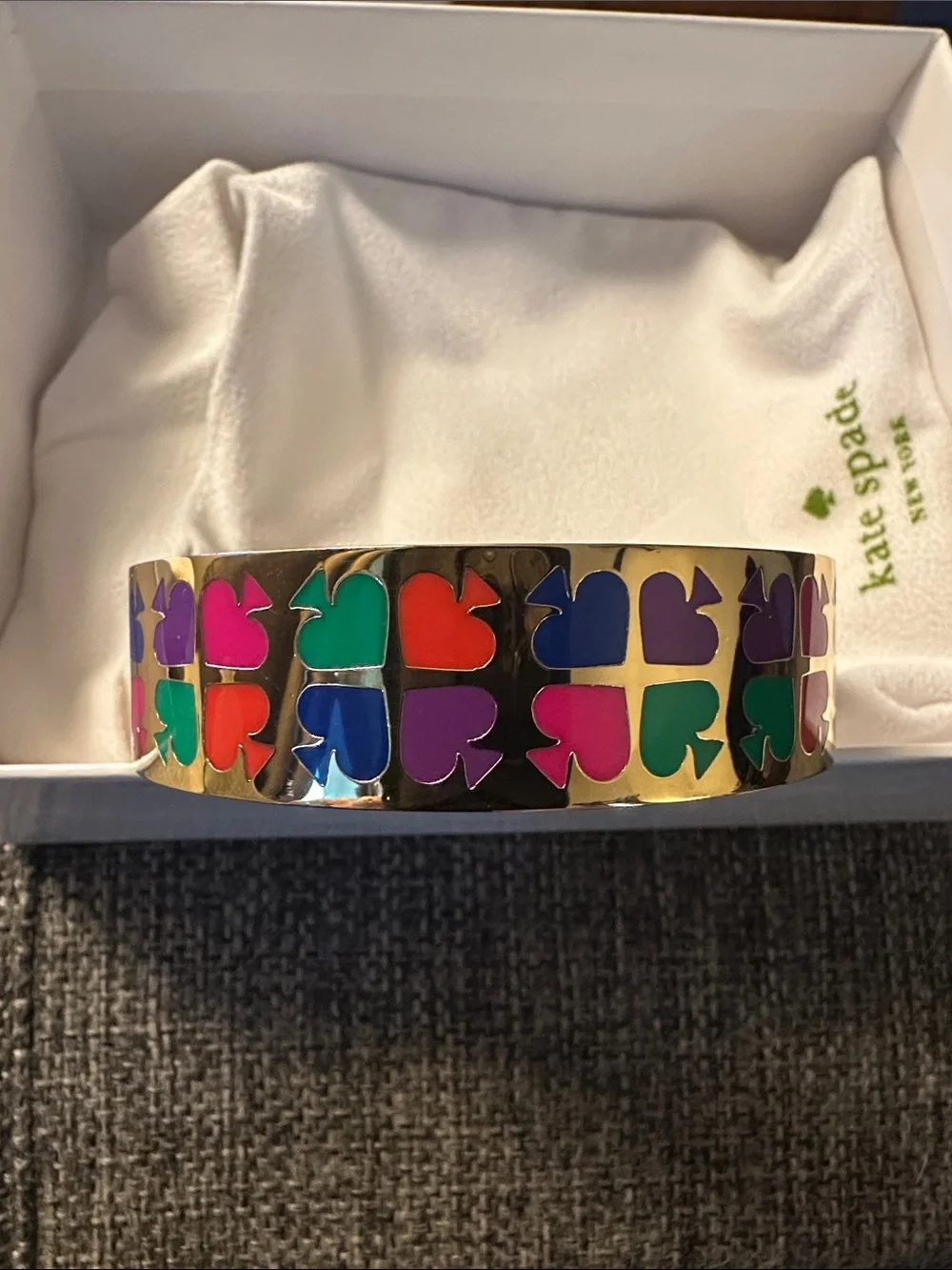 kate spade Multicolor Enamel Spade Bangle in Gold Tone